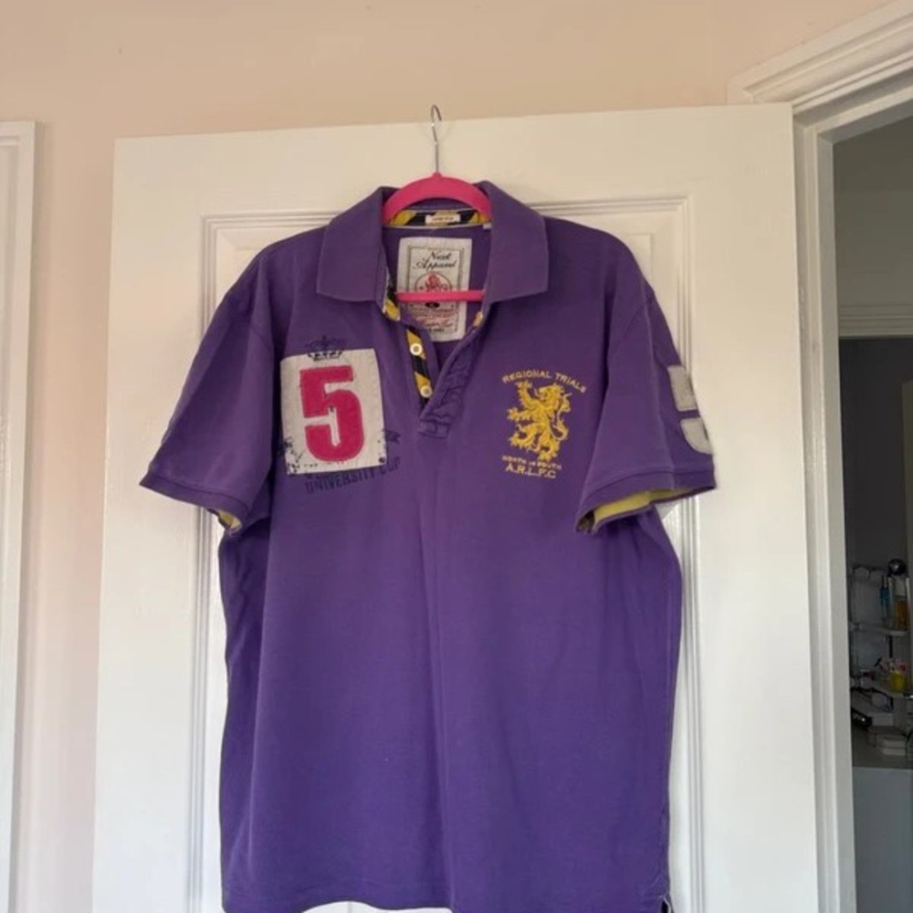 H&M Purple Polo Crop Top with Embroidery